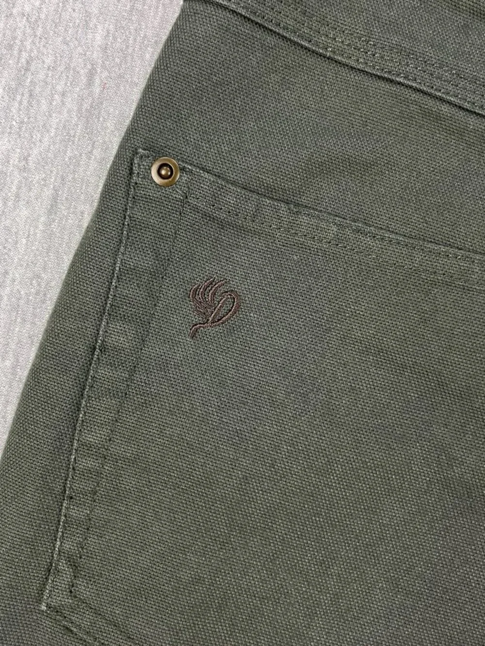 Duck Camp Brush Pants Mens 36T (36x33) Sage Green Stretch Canvas Hunting Work